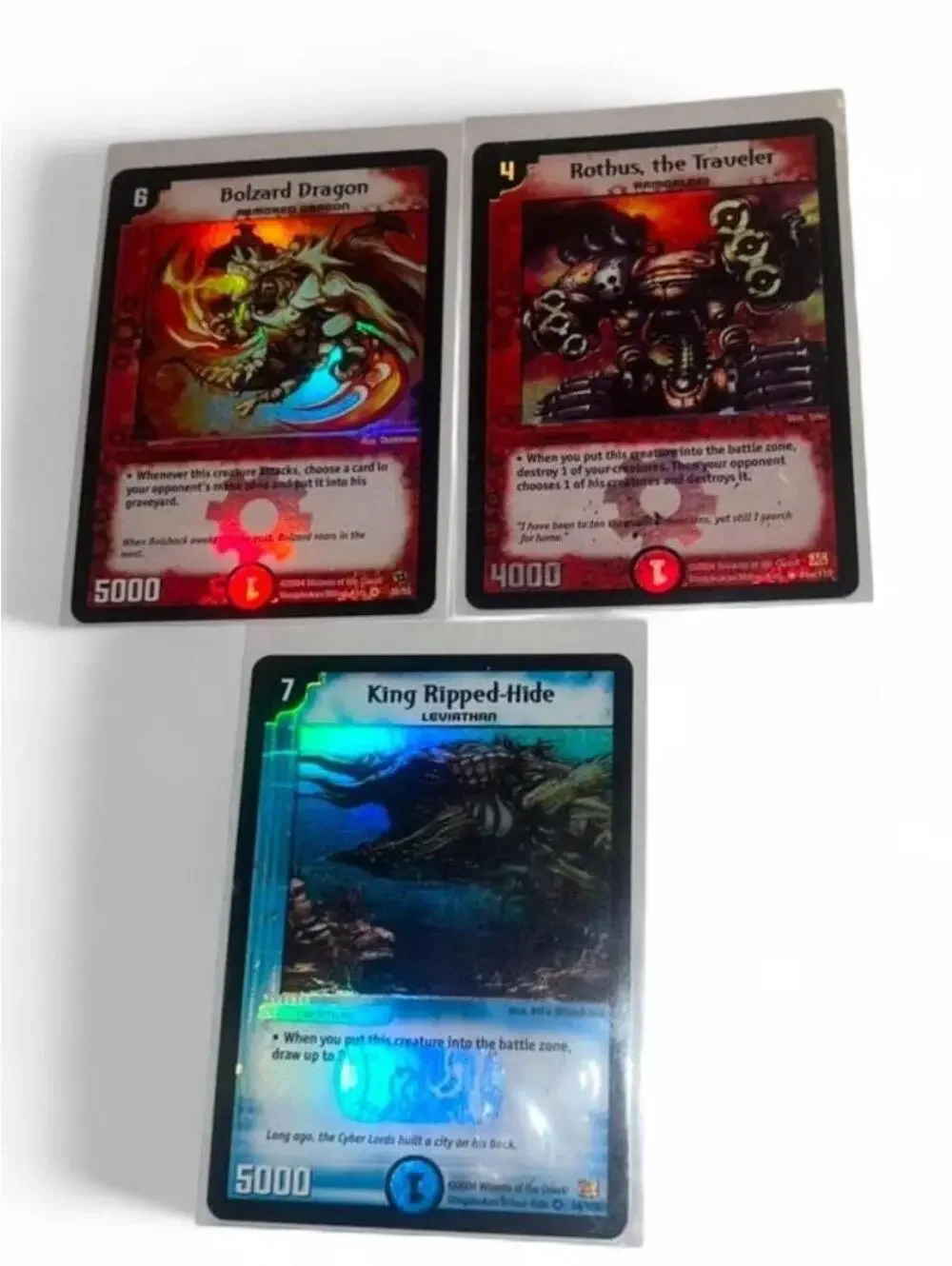 Duel Masters Holo Lot 3x Bolzard Dragon Rothus King Ripped-Hide 2004